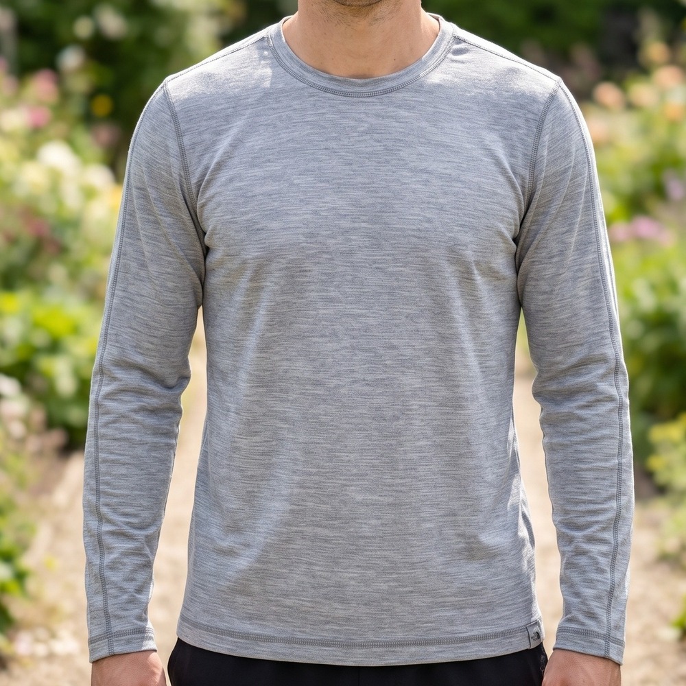 The North Face Mens Long Sleeve Crew Neck Base Layer Top Heather Grey S/P